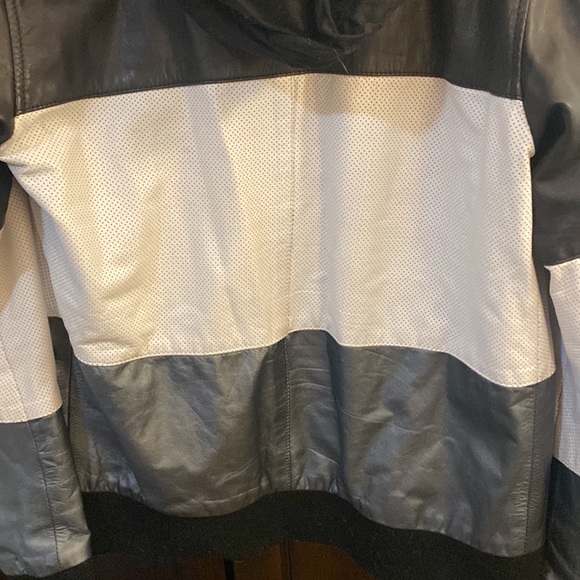 RARE Zanerobe tri-color hooded leather jacket size medium - Picture 8 of 8